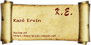 Kazó Ervin névjegykártya